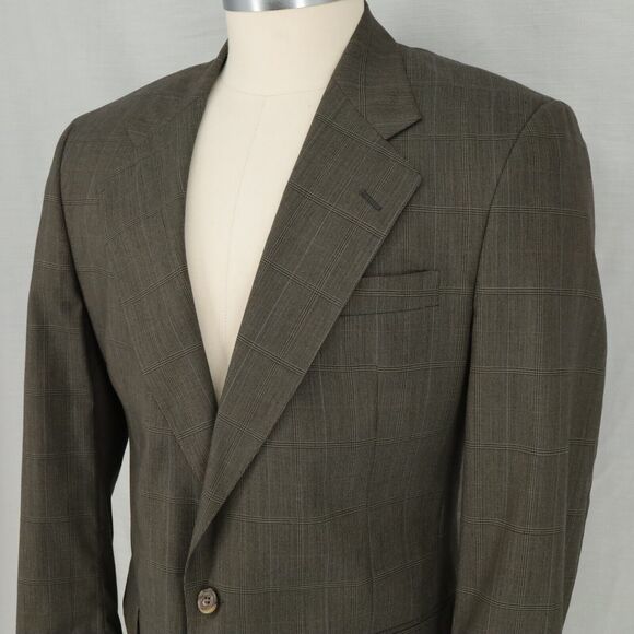 Jos A Bank Sport Coat Mens 42R Brown Plaid Pure Wool Tweed Jacket Lined Blazer - Picture 8 of 16